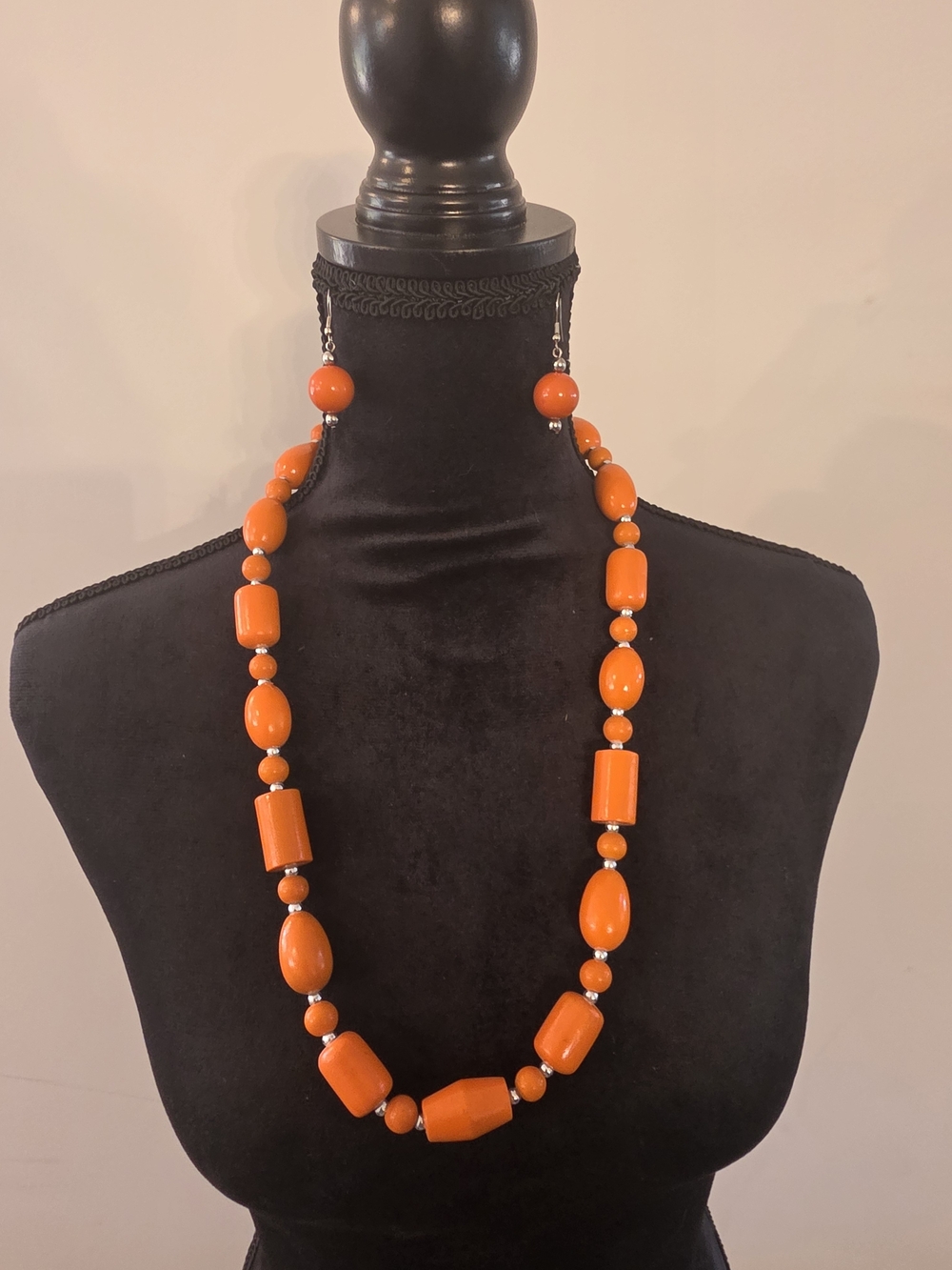 Bold Orange Beaded Statement Necklace - Women Jewelry